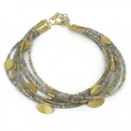 Collar Labradorit y Plata chapado Oro