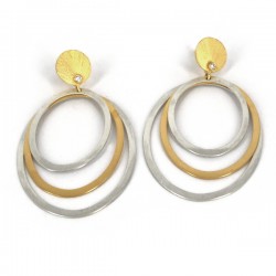Ohrstecker oval Silber vergoldet + Zirk