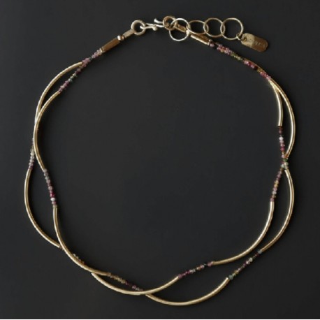 Halskette Silber vergoldet mit natural Stone