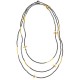 Long oxidized Silver necklace with elements in 925 Silver plated in Gold and zirkonia