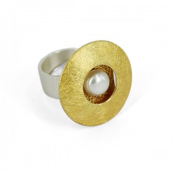 Ring silber vergoldet + Perle