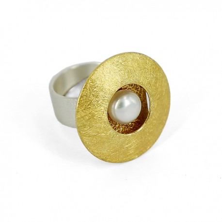 Ring silber vergoldet + Perle