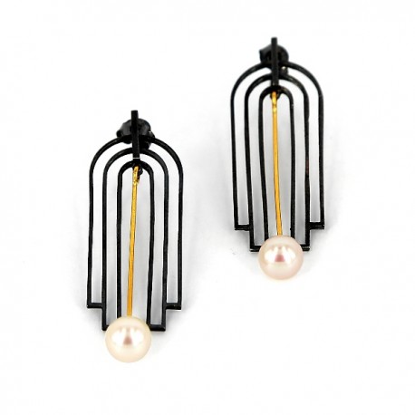 Ohrstecker Silber vergoldet oxidiert