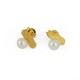 Pendientes Tulipan Plata chapado Oro con Perla. Medidas: Largo  1,3 cm, ancho 1,3 cm