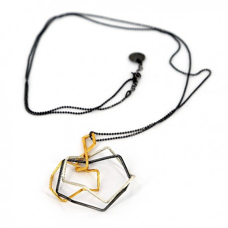 Kette-anhänger Silber vergoldet oxidiert