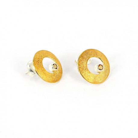 Ohrstecker rund 15 mm mit Citrin 2,5 mm