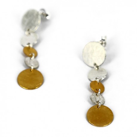 Pendientes largos de presión Plata y chapado en oro