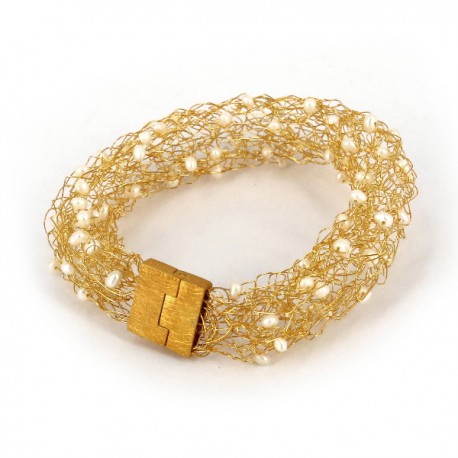Armband Silber vergoldet + Perle