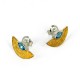 Pendientes Plata chapado Oro 17x8 mm Topaz azul 8x4 mm