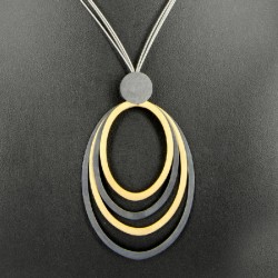 Anhanger oval Silber oxidiert vergoldet