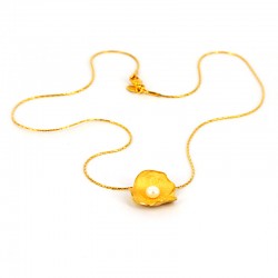 CollarPlata chapado en Oro con colgante de diseño  artesano Plata chapado en Oro con Perla