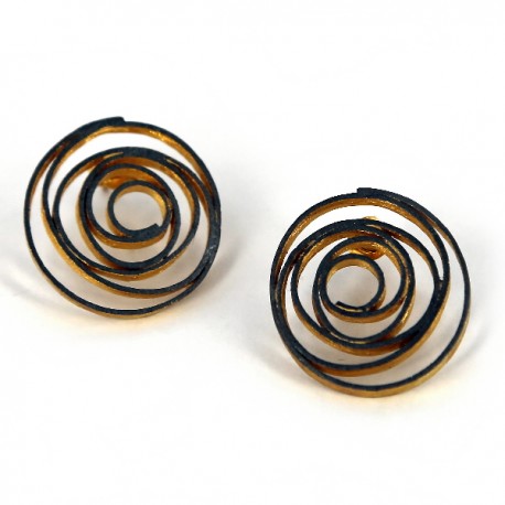 Ohrstecker Spiral Silber vergoldet oxidiert
