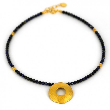 Halskette Silber vergoldet Lapis Lazuli