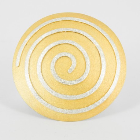 Brooch-Pendant Spiral rund Silver Goldplated. Diam. 56 mm - 21271