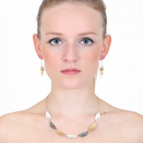 Necklace Steel Silver Goldplated oxidized - M141-07