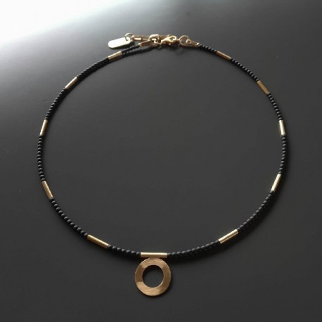 Halskette Silber verg. schwarz Hematite