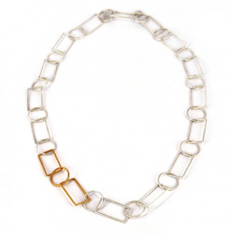 Kette lang Geometrics Silber und Silber vergodlet
