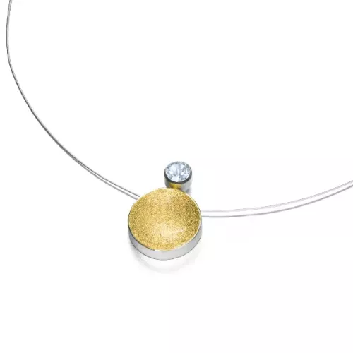 Kette Silber vergoldet 16 mm mit Topas Blau 5mm