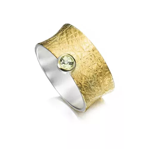 Vergoldeter Silberring mit 4-mm-Peridot