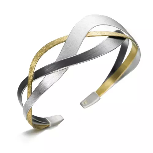 Design-Armreif – Bicolor, 925er Silber und vergoldet