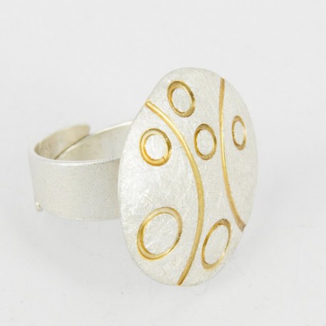 Ring offen rund. Durchmesser: 56 mm. Silber vergoldet  - 24681