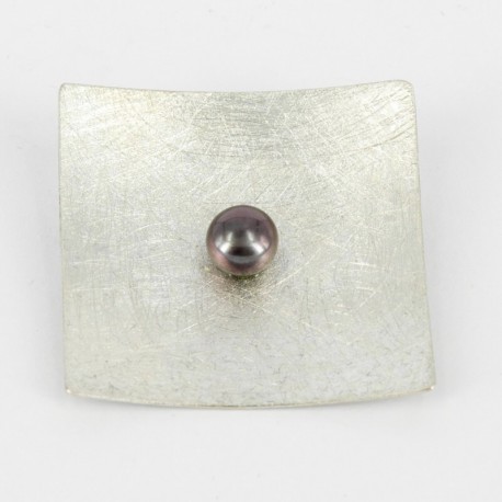 Brooch-Pendant Silver with black Pearl. Square 44 x 44 mm - 25232