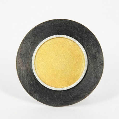 Brooch-Pendant rund Silver oxidized and Goldplated - 33206