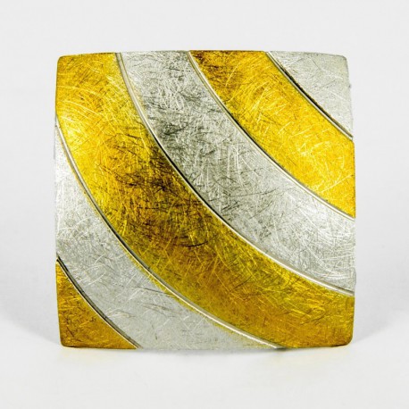 Brooch-anhänger Silver goldplated. Square form  (28 x 28 mm) - 33212
