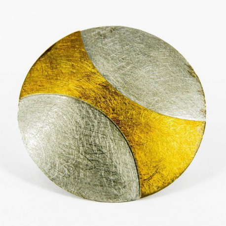 Brooch-Pendant Silver Goldpalted round . Diameter 56 mm - 33213