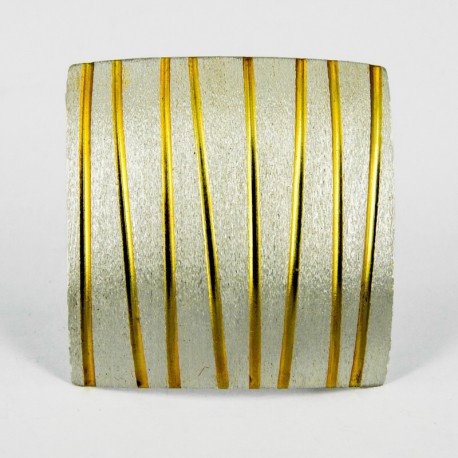 Brooch-Pendant Silver Goldpalted squareform  (28 x 28 mm) - 33238