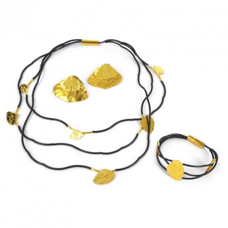 Necklace Tubes Silver oxidized with Magnet Clasp and Silver Elements -