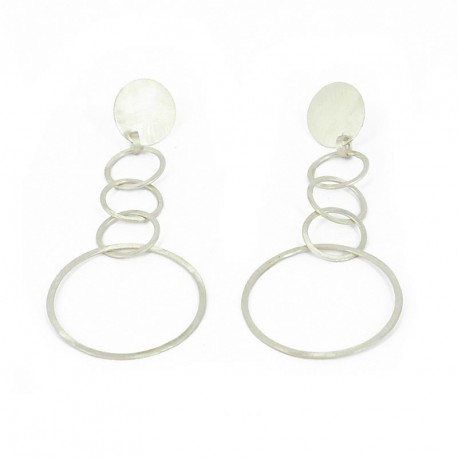 Pendientes Plata 925 de formas circulares y cierre de presión. Largo 10 cm - 203