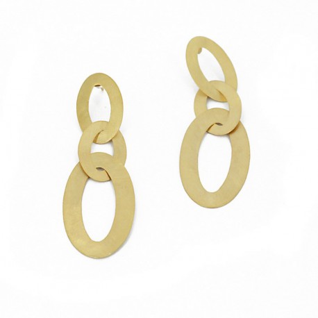 Pendientes presión largos con 3 elementos de formas ovaladas. Largo 7 cm - 204