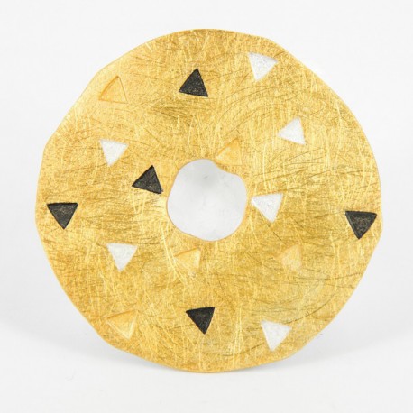 Brosche-Anhänger rund Gold/mix triang  - 21229