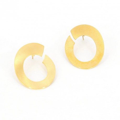 ohrstecker oval lang Silber vergoldet -