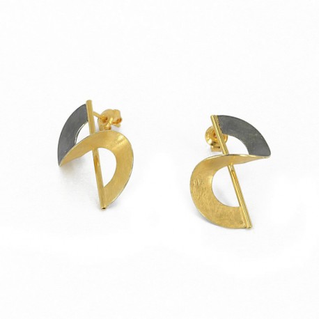 Earrings Silver Goldplated. Diameter 2 cm - KTBAU/OX