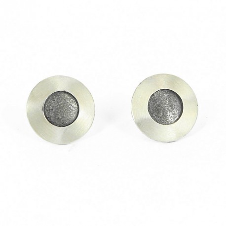 Earstickers Silver oxidized rund 1,5 cm - 497-12AGOX