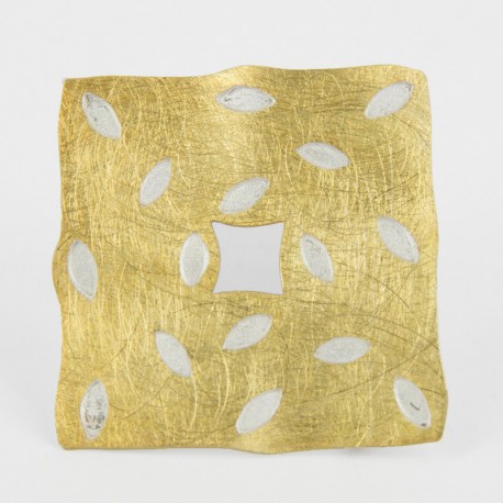Brooch-Pendant square Silver Goldplated - 21232