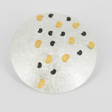 Broche-colgante redondo Plata con adornos en 3 colores - 21278