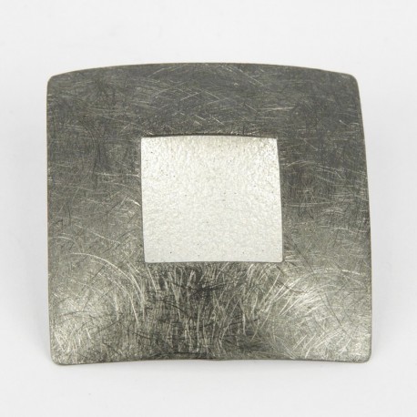 Brooch-Pendant square Silver oxidized - 21289