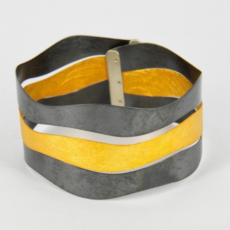 Bracelet Silver 925, Goldplated and Silver oxidized - RKB4