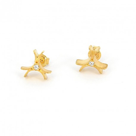 Earrings Silver Goldplated with Zirkonia - SF-E-GPS
