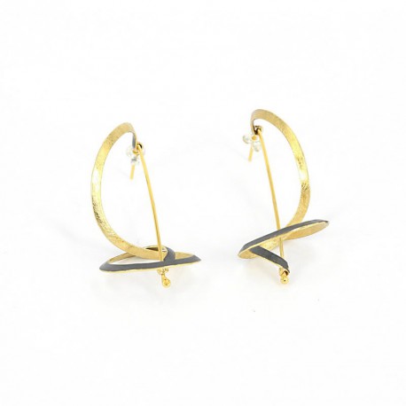 Earstickers Dopple Spiral Design. Silber Goldplated and oxidized  - 37