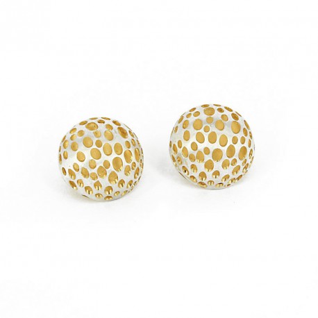Earstickers or Earclips. Design half- ball Silver Goldplated - ZW55E