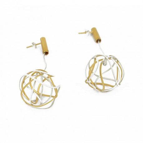 Earrings Silver Goldplated Design  - 60F