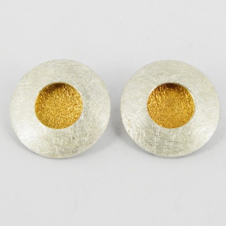 Earrings-Earclips round Silver goldplated - 21301