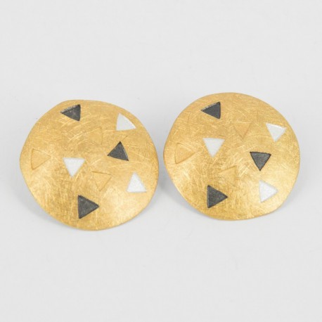Earrings Silver goldpalted oxidized Goldplated - 21329