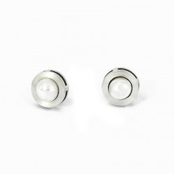 Earrings Silver + Perle -
