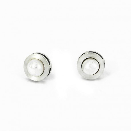 Earrings Silver + Perle -