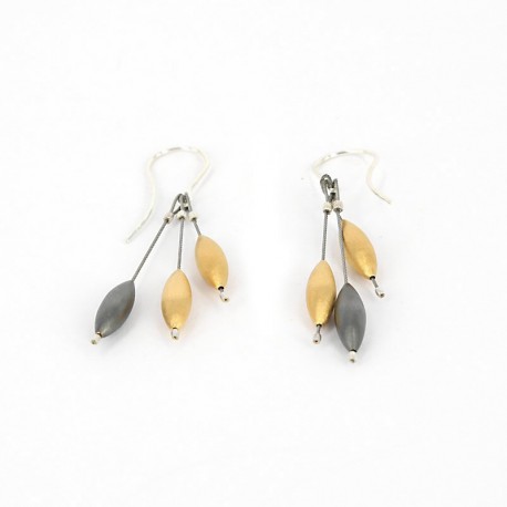Earrings Silver Goldplated oxidized  -